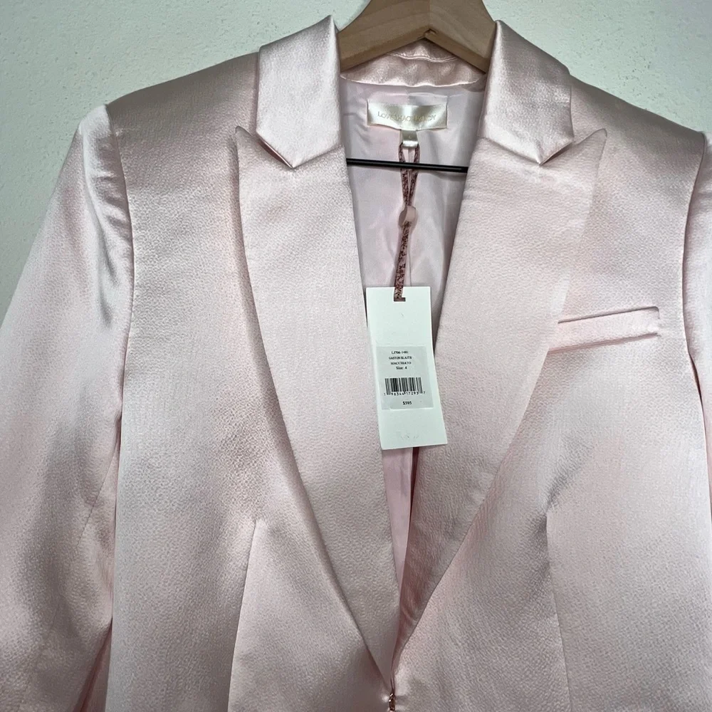 LoveShackFancy Gaston Silk Blazer, Macchiato, size 4 NWT